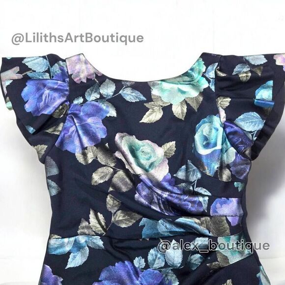 Jessica Howard Floral Runch Sheath Midi Dress(C034)-Size 10 for Women - Picture 8 of 14